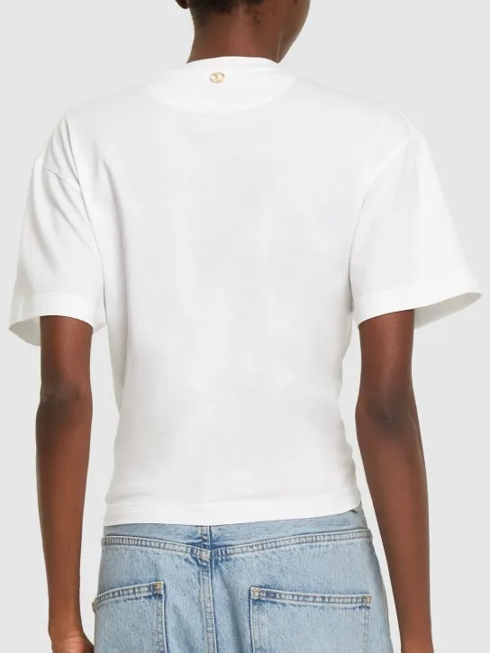 Rabanne   Logo cotton crop t-shirt w/ ring 