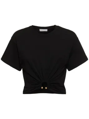 Rabanne   Logo cotton crop t-shirt w/ ring 