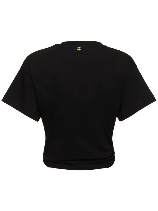 Rabanne   Logo cotton crop t-shirt w/ ring 
