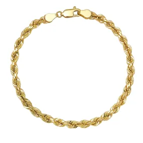 Real 14k Gold Mens 8.5" THICK 4.5mm Diamond-cut Rope Chain Bracelet