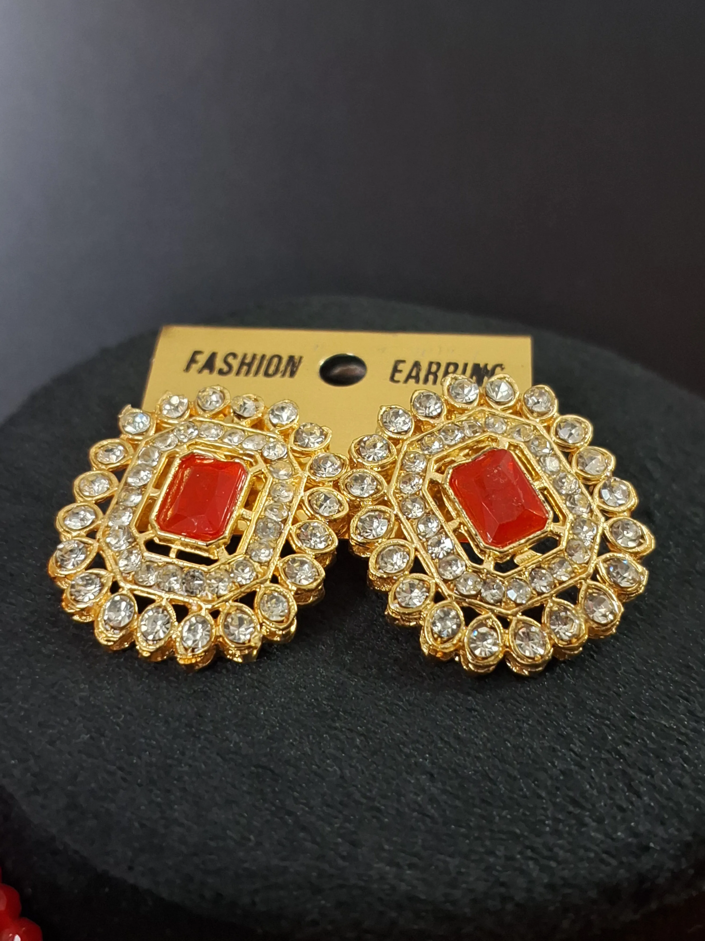 Red Colour Choker Necklace with Earring