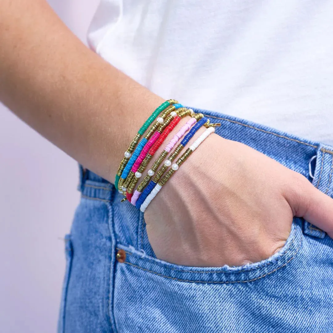 Rory Sequins and Pearls Bracelet Stack of 7 Rainbow