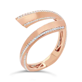 Rose Gold & Diamond Bypass Cuff Bracelet