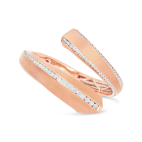 Rose Gold & Diamond Bypass Cuff Bracelet