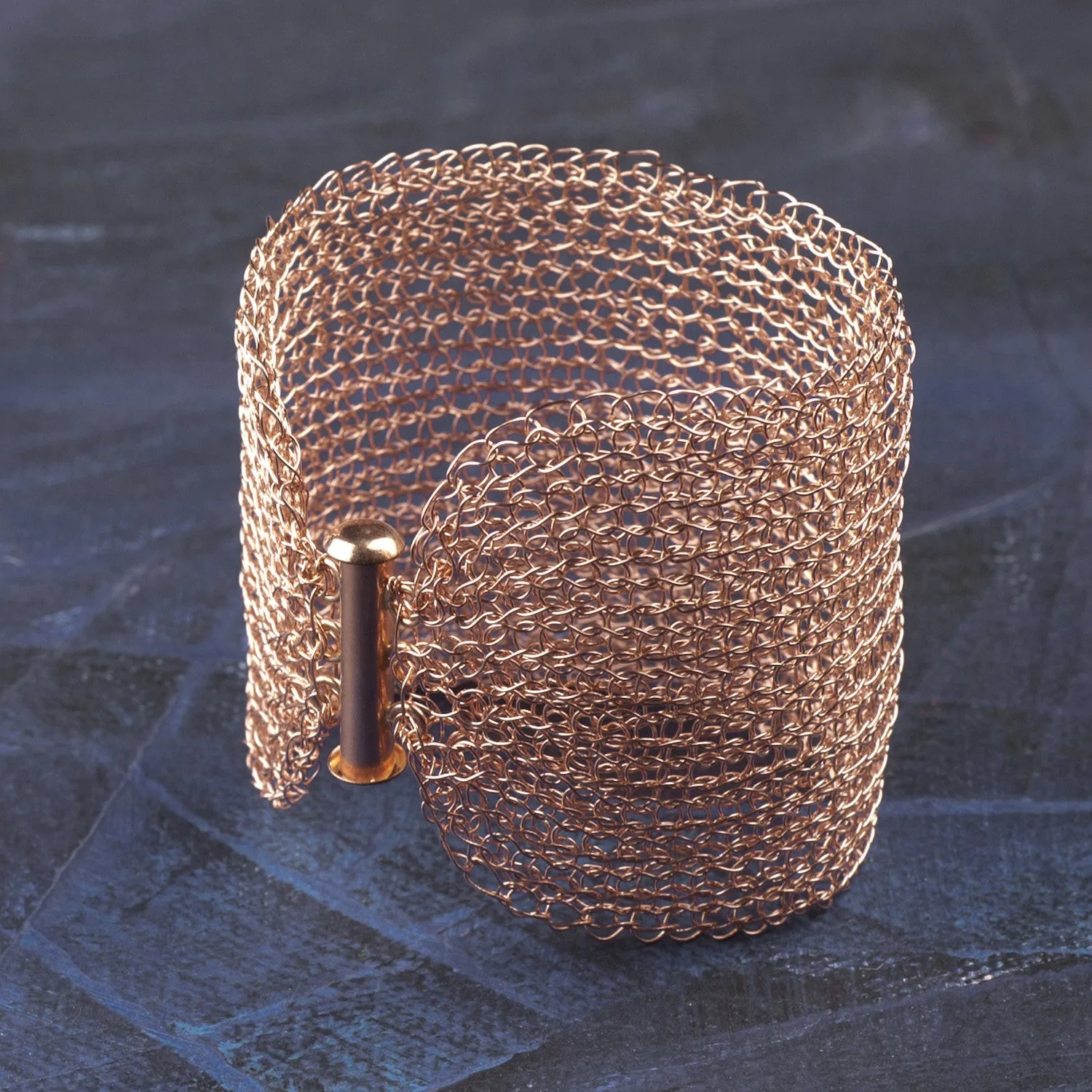 Rose Gold Cuff Bracelet , Wire crochet handmade jewelry, romantic , bridal jewelry