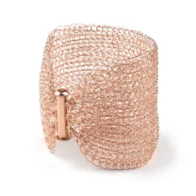 Rose Gold Cuff Bracelet , Wire crochet handmade jewelry, romantic , bridal jewelry