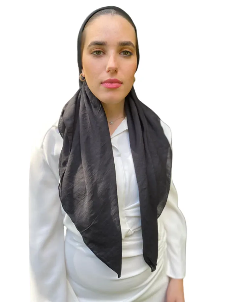 Scarf Bar Classic Solid Black Pre-Tied Bandanna with Full Grip
