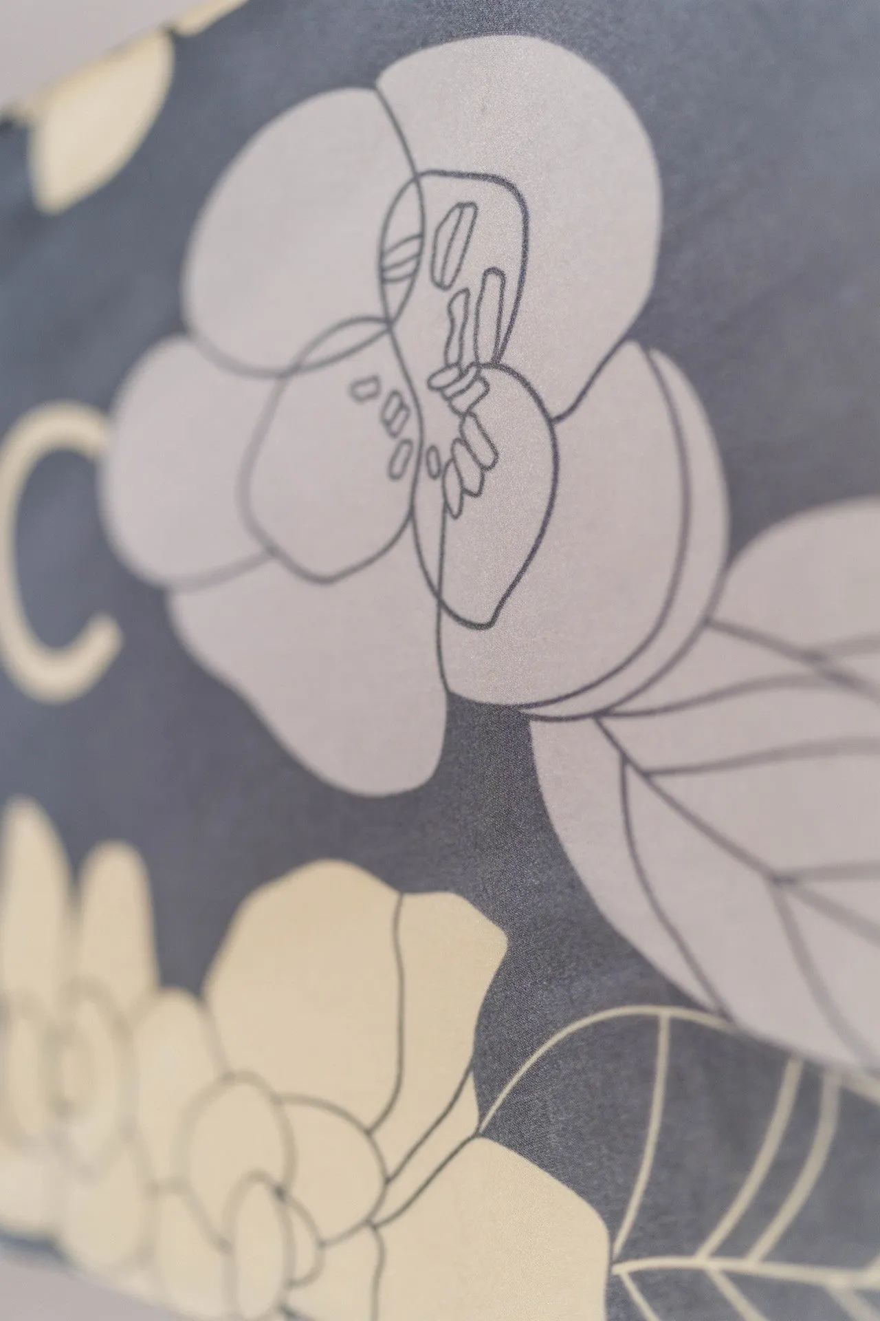 Silk Scarf in Grey and Pink Floral Print