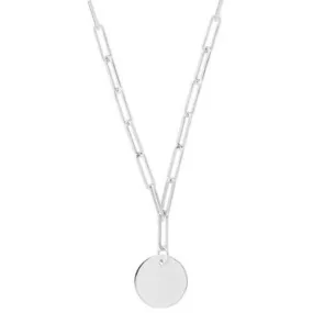 Silver Open Link Circle Disc Necklace