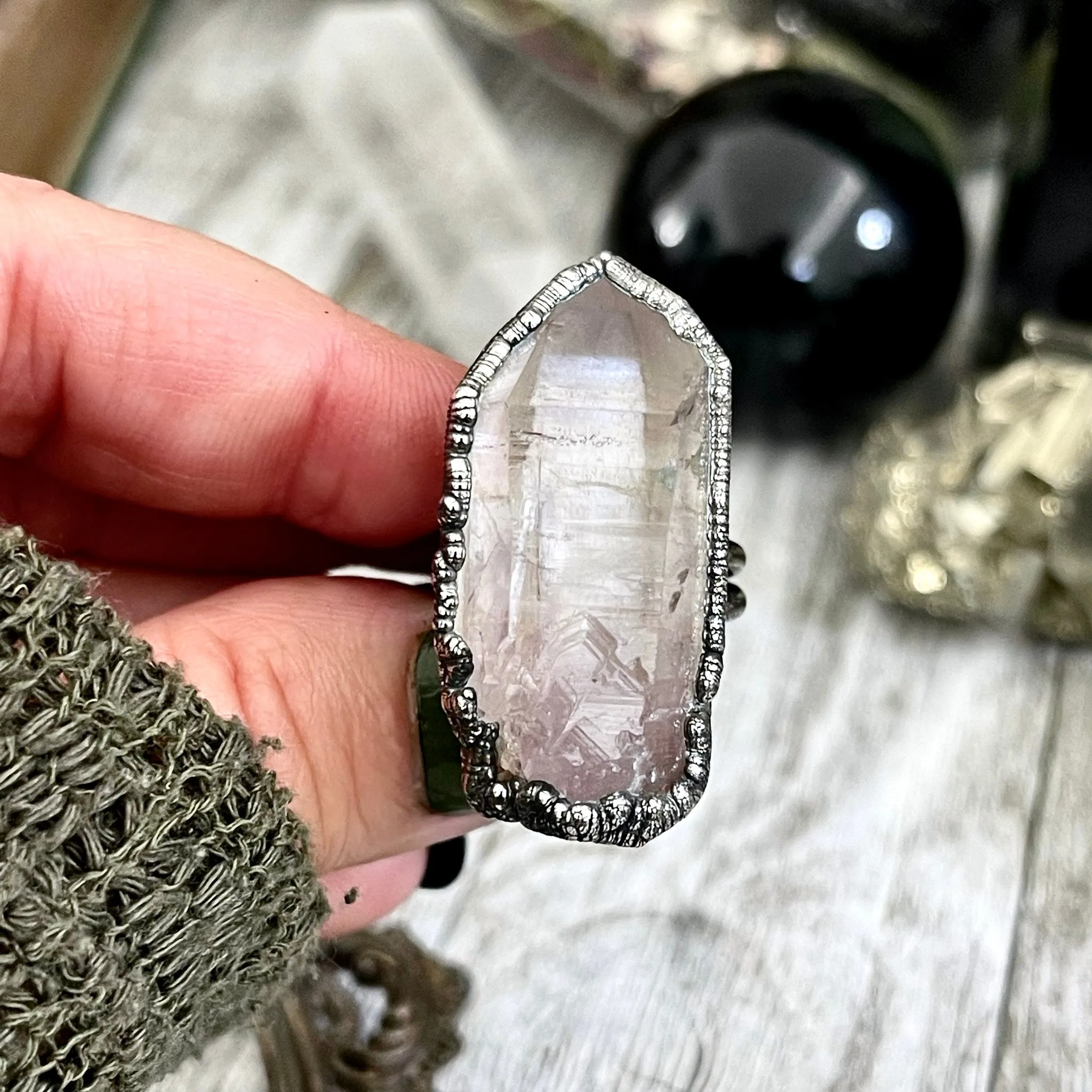 Size 7.5 Raw Vera Cruz Amethyst Crystal  Ring Set in Fine Silver  / Foxlark Collection - One of a Kind