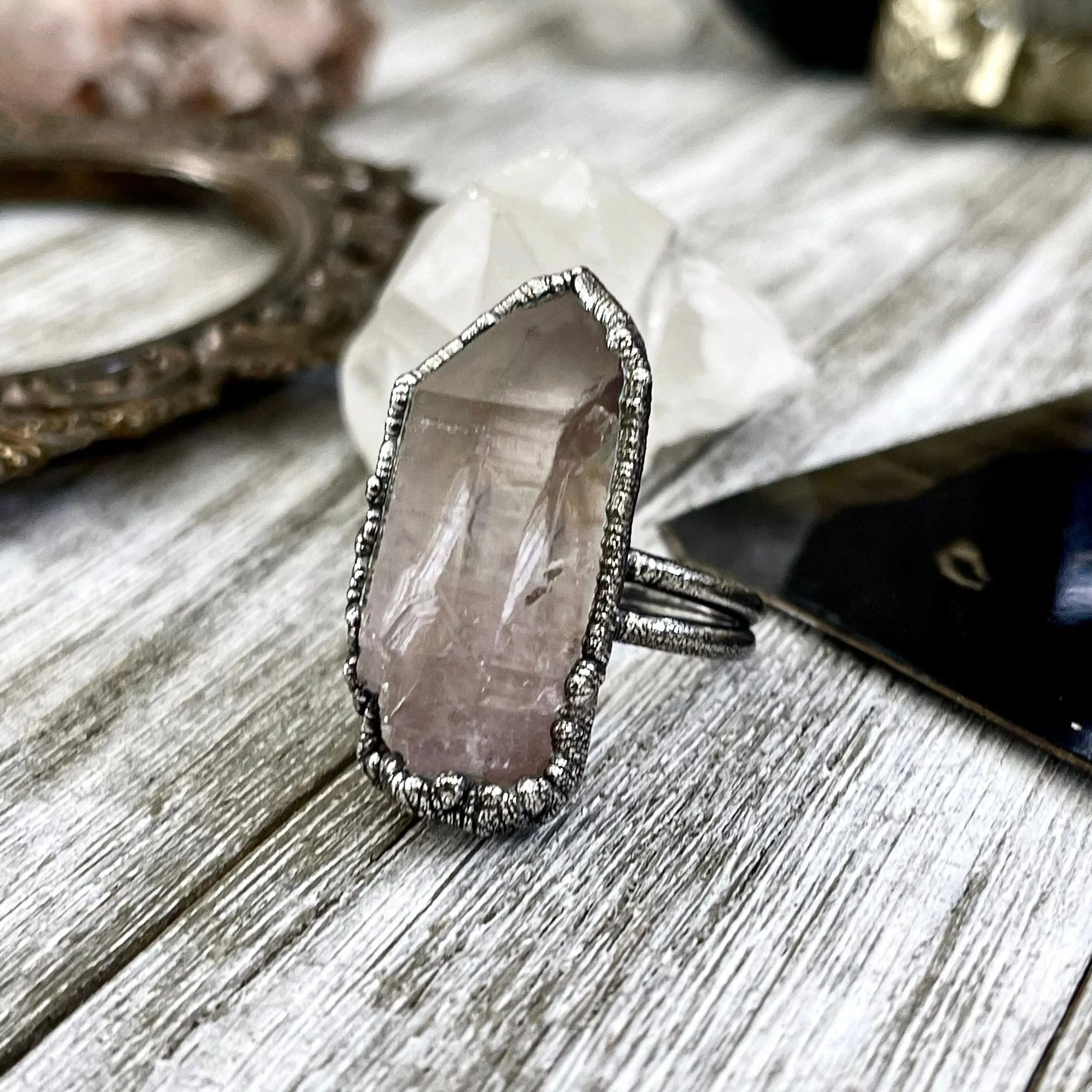 Size 7.5 Raw Vera Cruz Amethyst Crystal  Ring Set in Fine Silver  / Foxlark Collection - One of a Kind