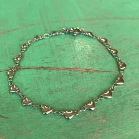 Solid Linked Hearts Chain Bracelet & Necklace