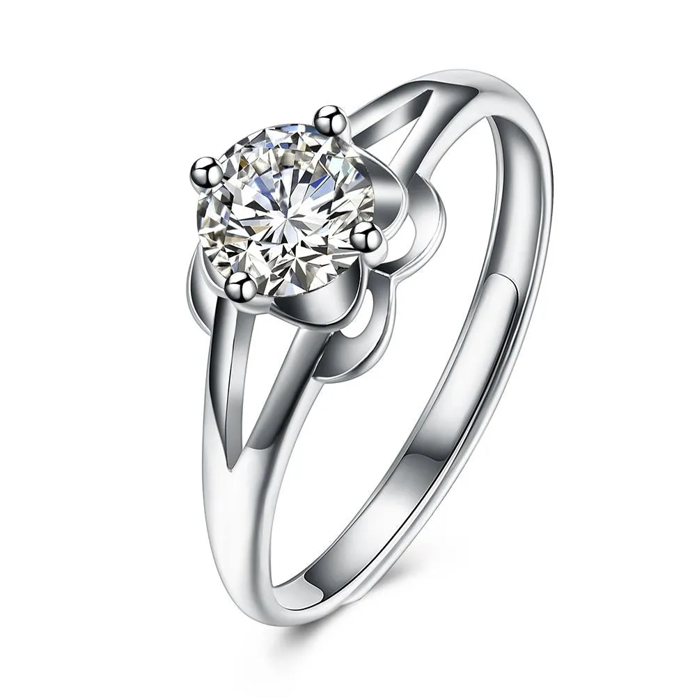 Sterling Silver Adjustable Ring with  Crystals