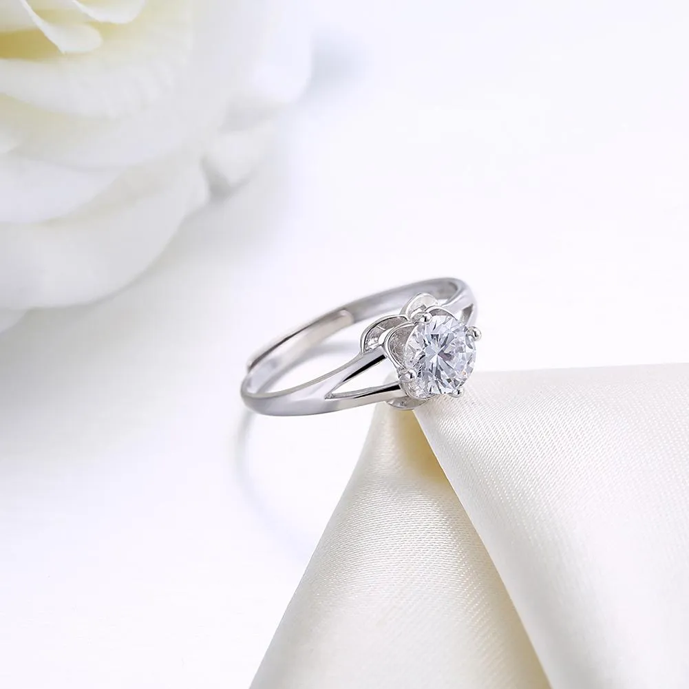 Sterling Silver Adjustable Ring with  Crystals