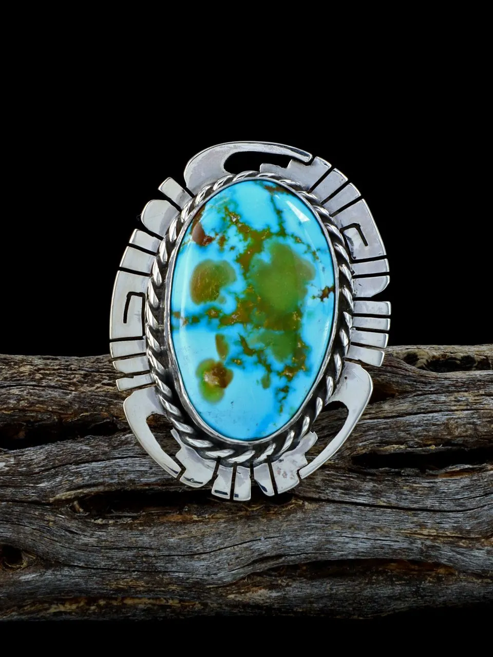 Sterling Silver Kingman Turquoise Adjustable Ring, Size 8 