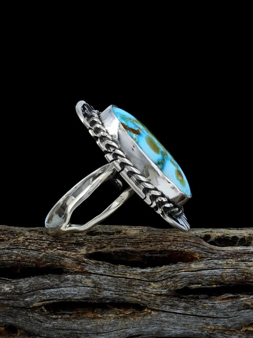 Sterling Silver Kingman Turquoise Adjustable Ring, Size 8 