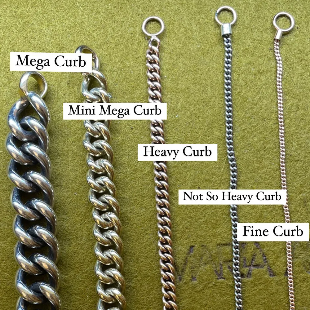 Sterling Silver MiniMega Curb Necklace Chain with Two Gold Links