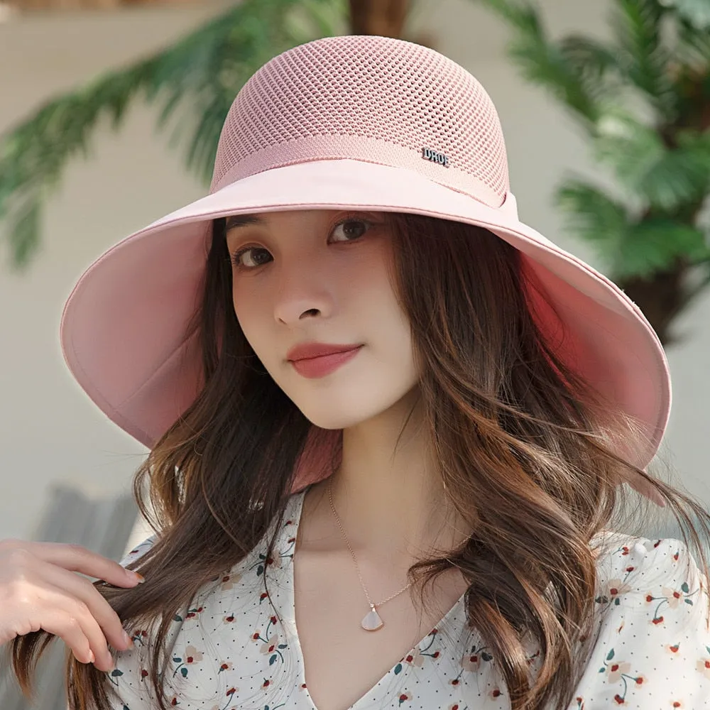 Summer Hats For Women Fashion Hollow Straw Hat  Bow Design Sun Hat Travel Beach Sun Cap