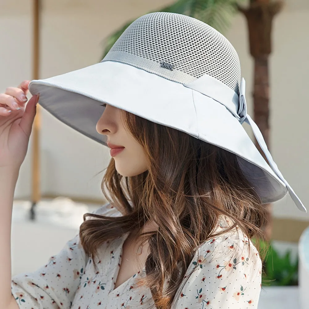 Summer Hats For Women Fashion Hollow Straw Hat  Bow Design Sun Hat Travel Beach Sun Cap