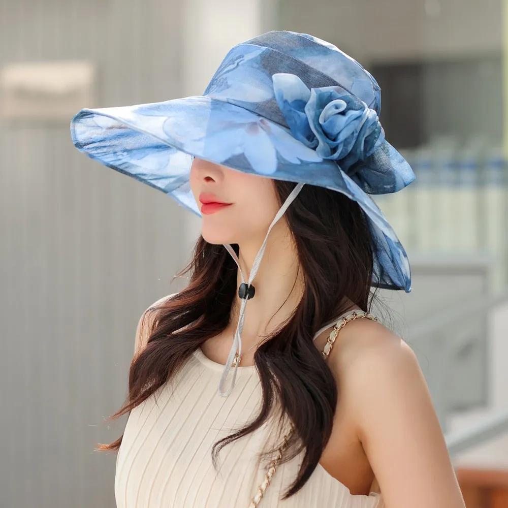 Summer Sun Hats For Women Fashion Bow Flower Design Beach Hat Outdoor Female Travel Cap