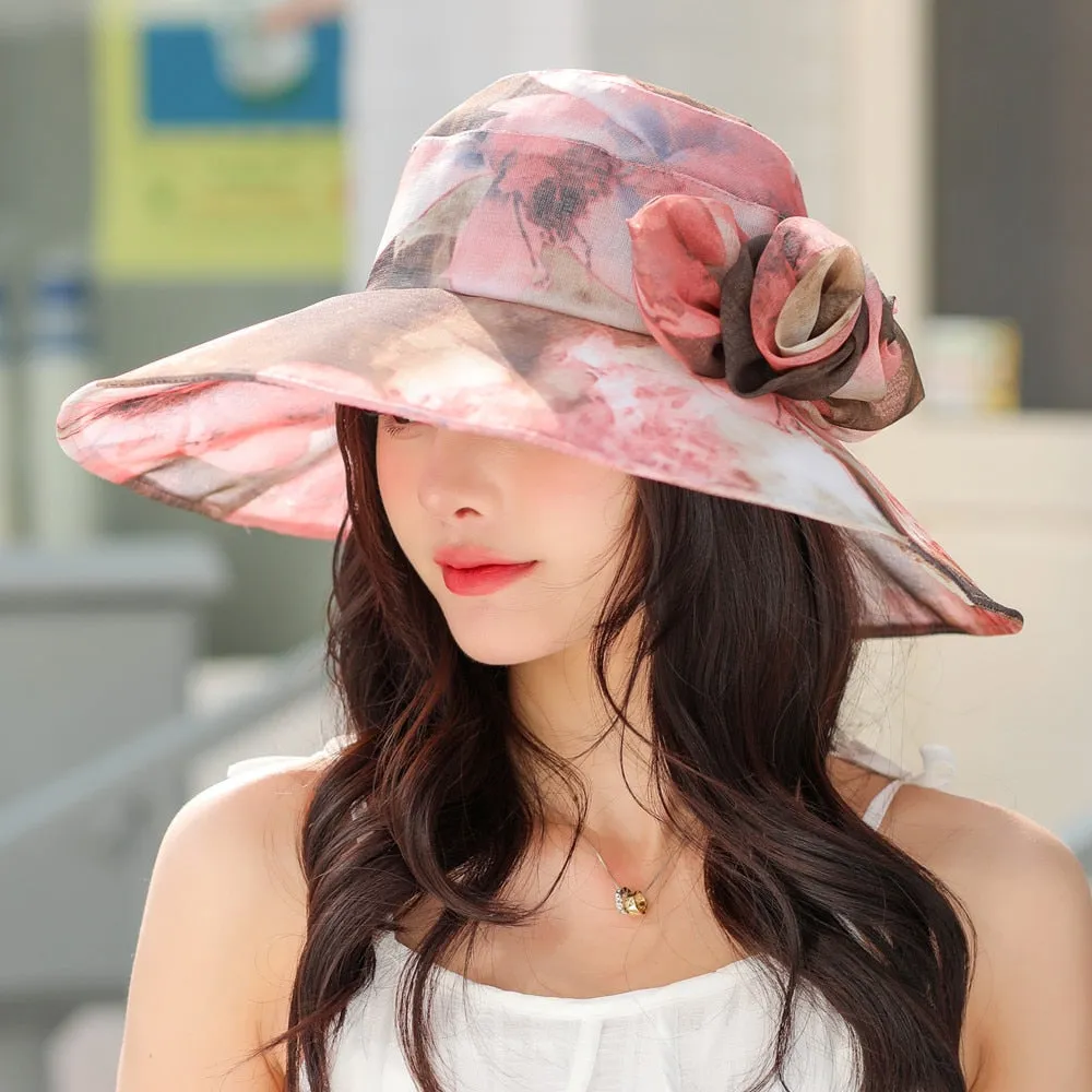 Summer Sun Hats For Women Fashion Bow Flower Design Beach Hat Outdoor Female Travel Cap