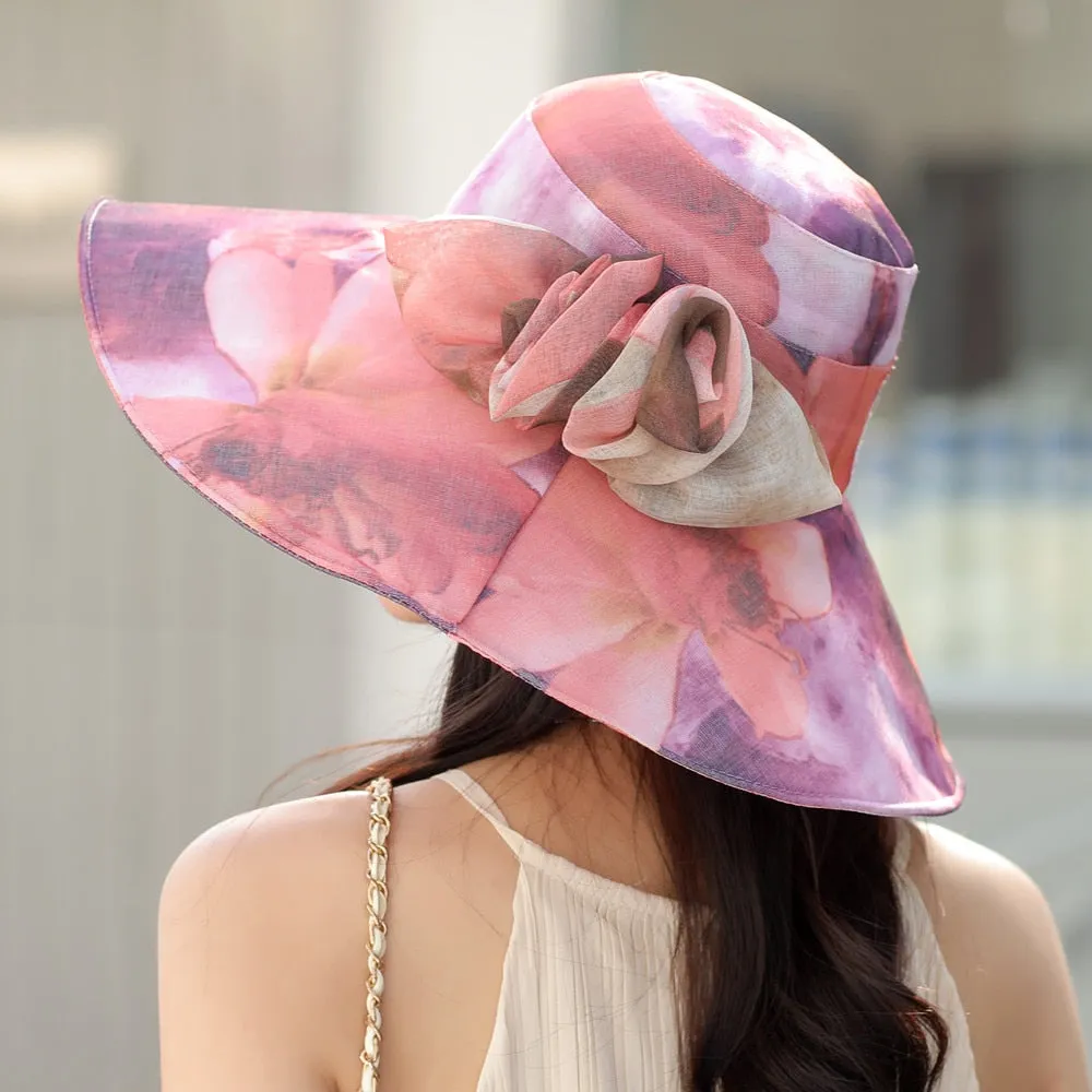 Summer Sun Hats For Women Fashion Bow Flower Design Beach Hat Outdoor Female Travel Cap