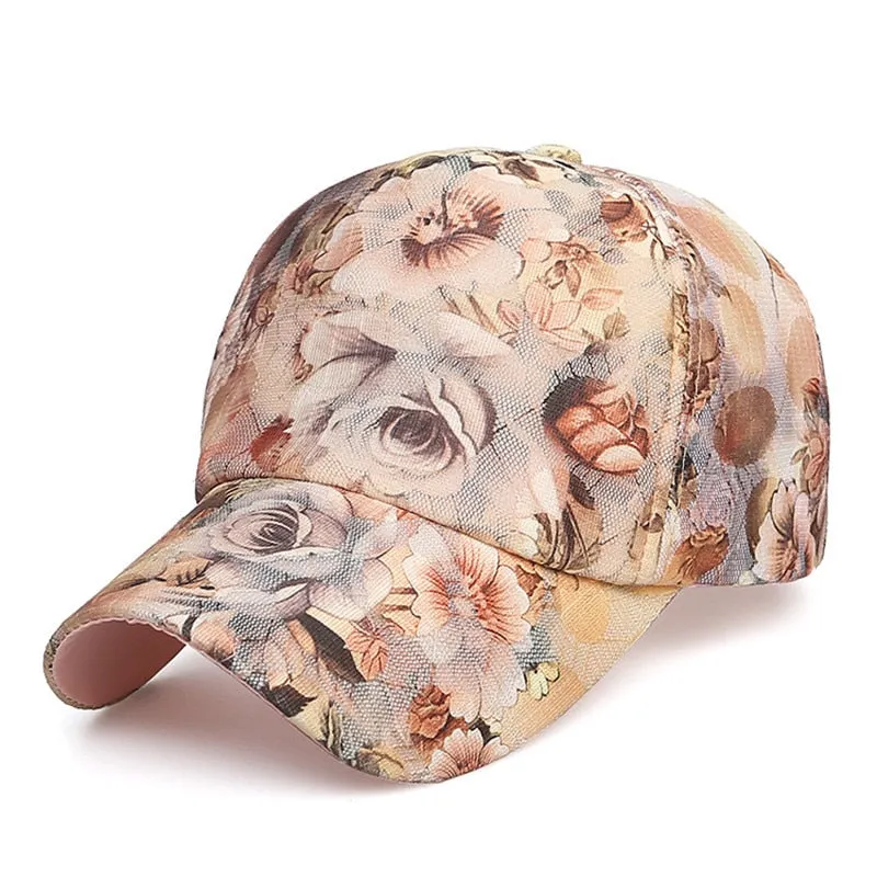 Summer Unisex lace floral print women Baseball Caps  Breathable Mesh Snapback Hats fashion Trucker Hats Cap Female
