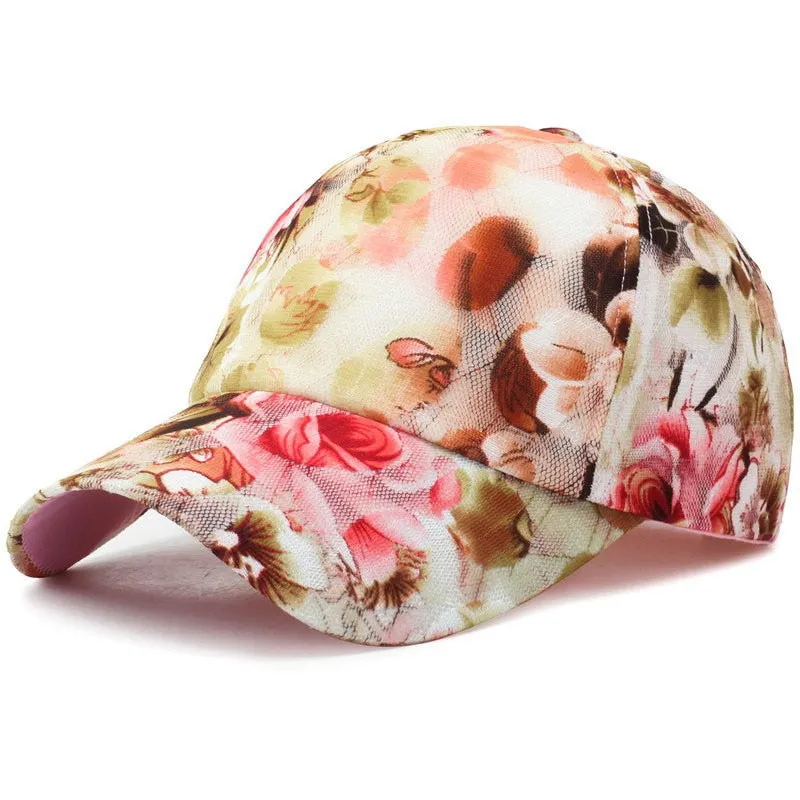 Summer Unisex lace floral print women Baseball Caps  Breathable Mesh Snapback Hats fashion Trucker Hats Cap Female