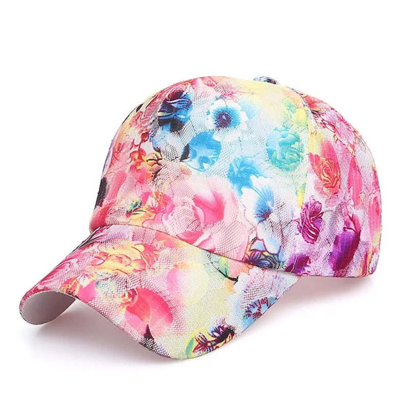 Summer Unisex lace floral print women Baseball Caps  Breathable Mesh Snapback Hats fashion Trucker Hats Cap Female