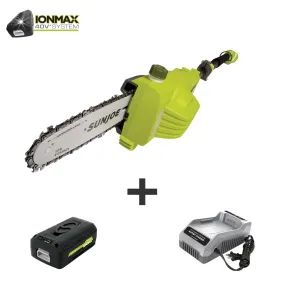 Sun Joe iON8PS2 40-Volt iONMAX Cordless Mutli-Angle Pole Chain Saw Kit | 8-Inch | W/ 2.5-Ah Battery and Charger