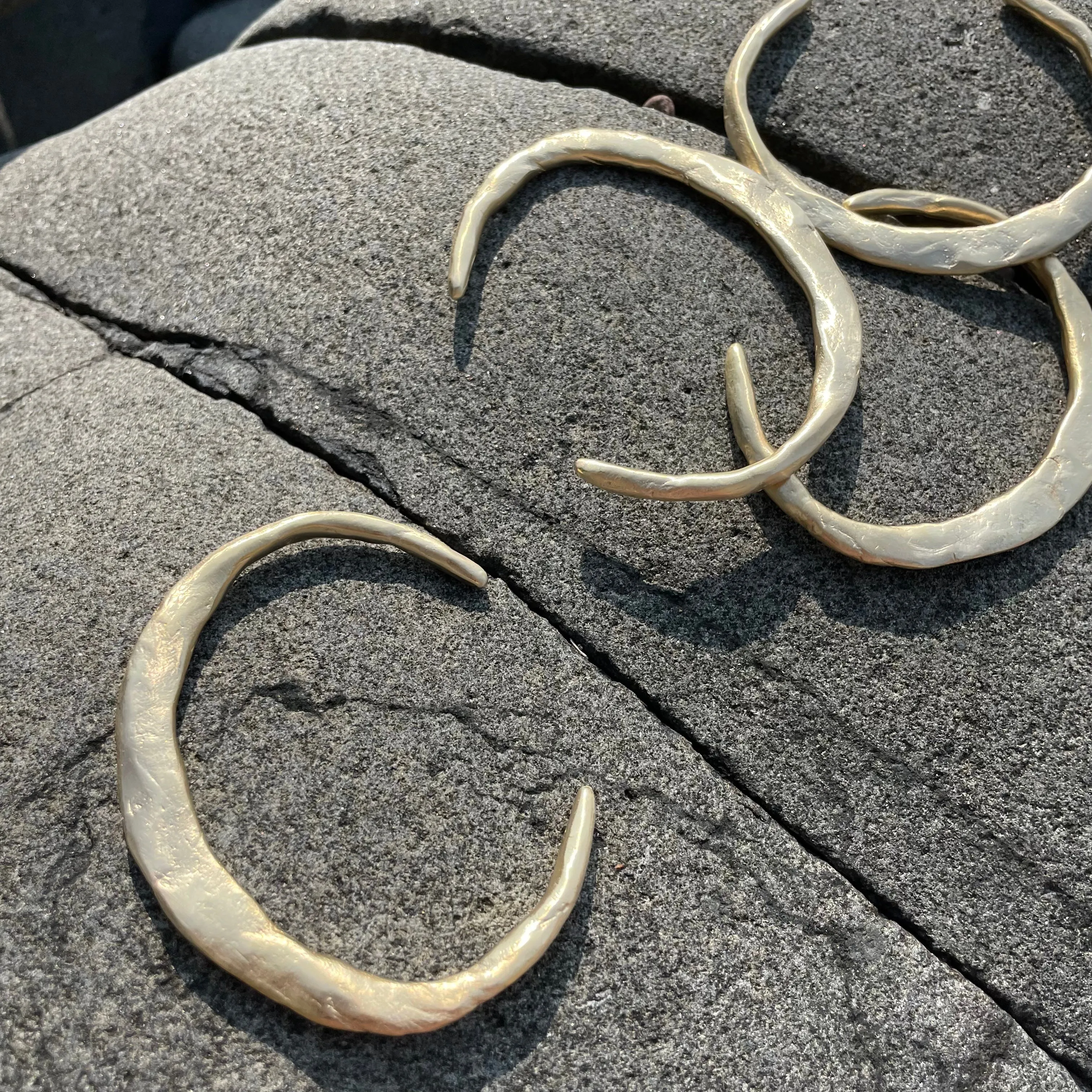 Tall Hammered Brass Cuff Bracelet by 8.6.4 Design