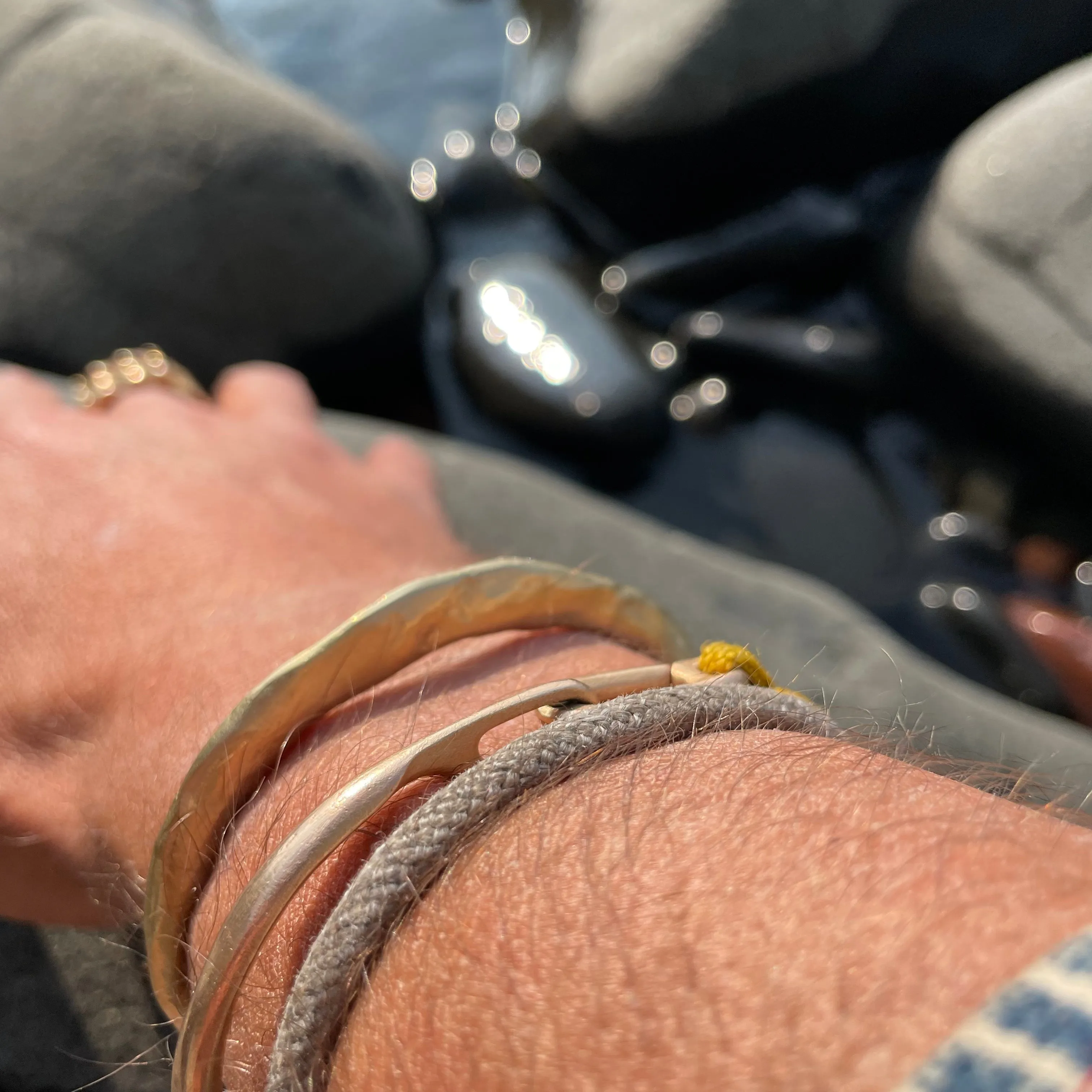 Tall Hammered Brass Cuff Bracelet by 8.6.4 Design