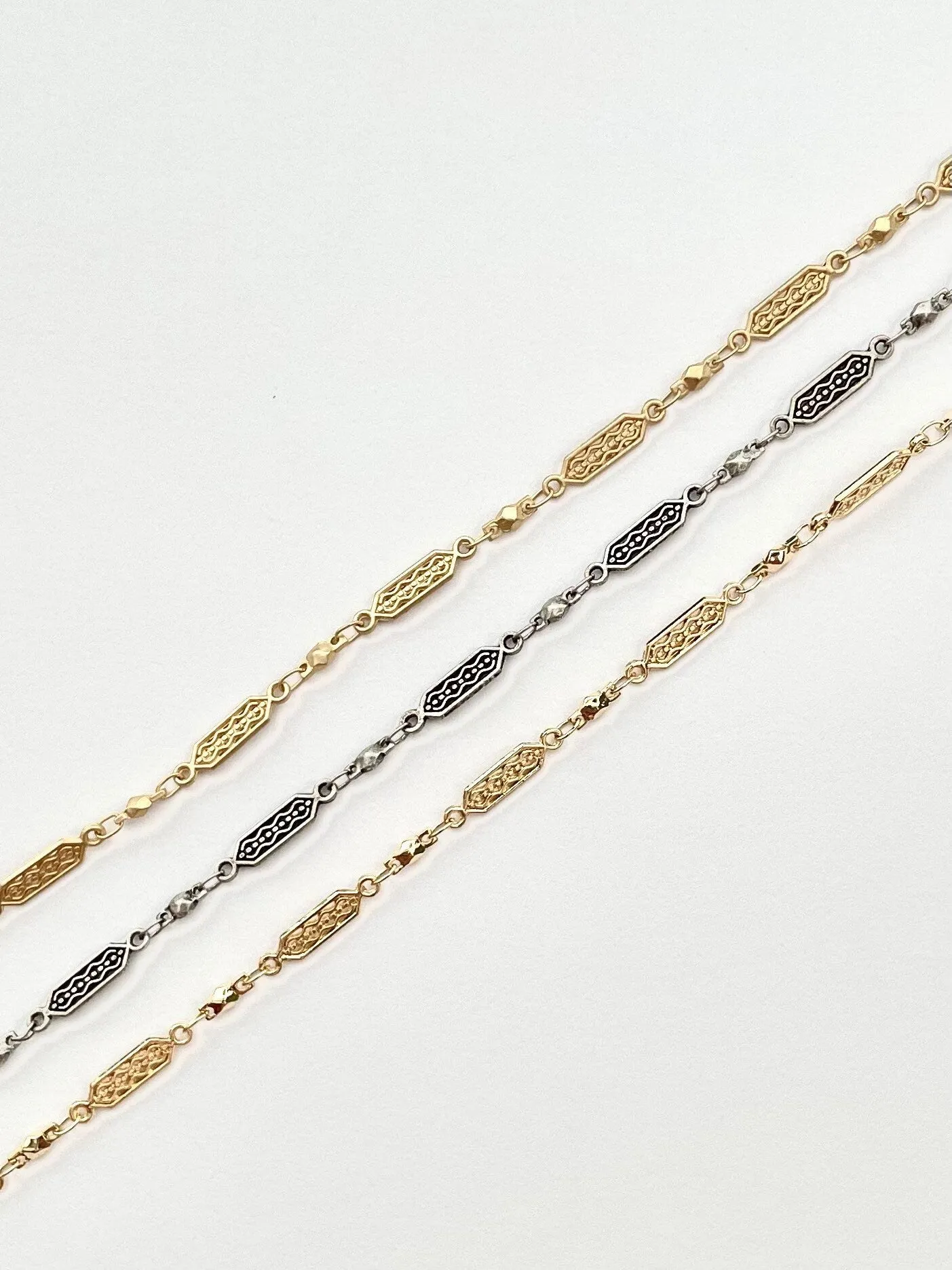 Tribal Filigree Chain, Plated Brass Chain, Silver Plated Brass Chain, Gold Plated Brass Chain, Silver Plated Chain, Gold Plated Chain