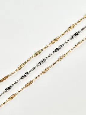 Tribal Filigree Chain, Plated Brass Chain, Silver Plated Brass Chain, Gold Plated Brass Chain, Silver Plated Chain, Gold Plated Chain