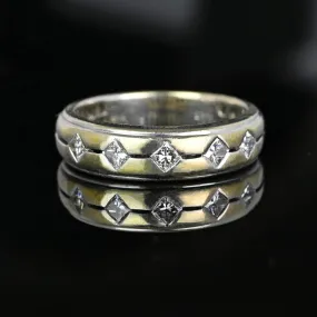 Vintage .65 CTW Princess Diamond Two Tone Band Ring