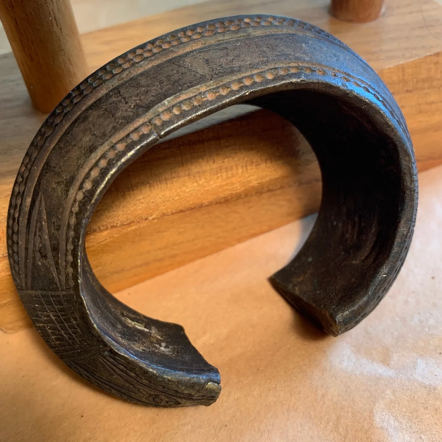Vintage Bronze Cuff Bracelet, Nigeria