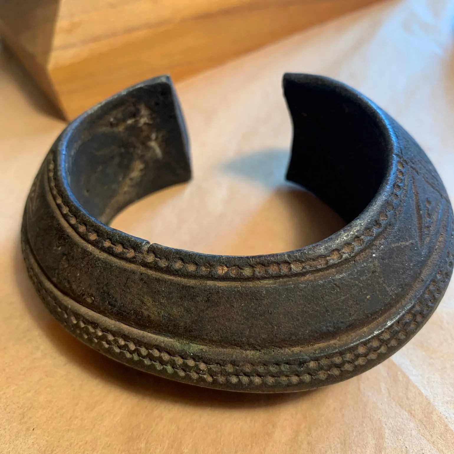 Vintage Bronze Cuff Bracelet, Nigeria