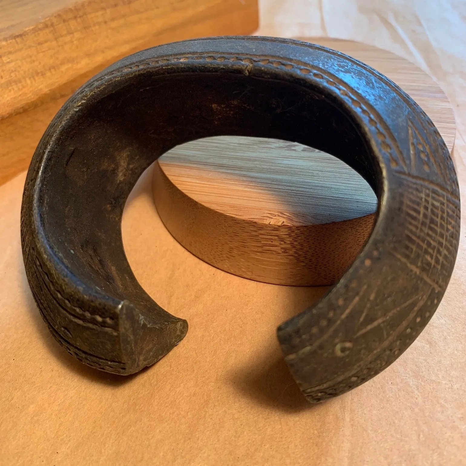 Vintage Bronze Cuff Bracelet, Nigeria