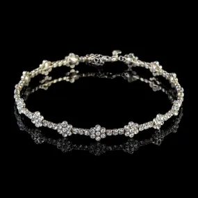 Vintage Floral Choker Necklace Paste Stone Circa 1950