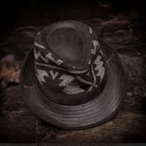 Vintage Homburg Hat Oil Wax Leather Patchwork Cowboy Top Hat