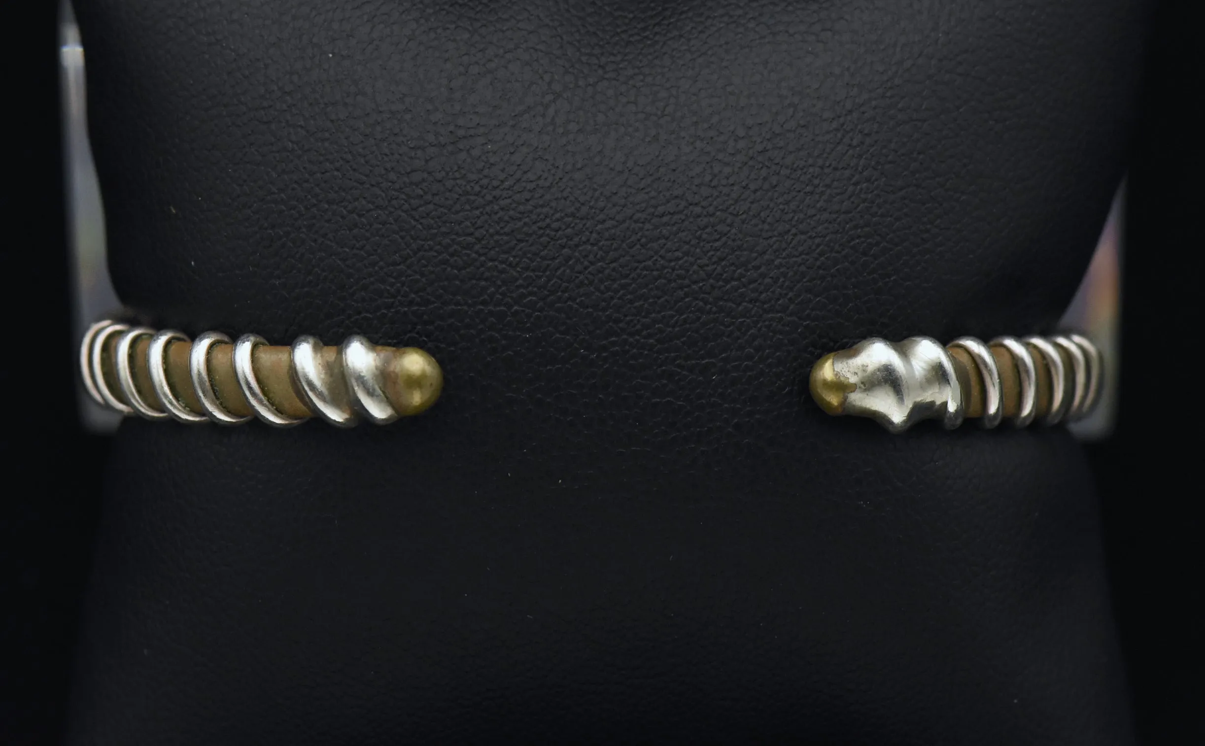 Vintage Sterling Silver Wrapped Bronze Cuff Bracelet