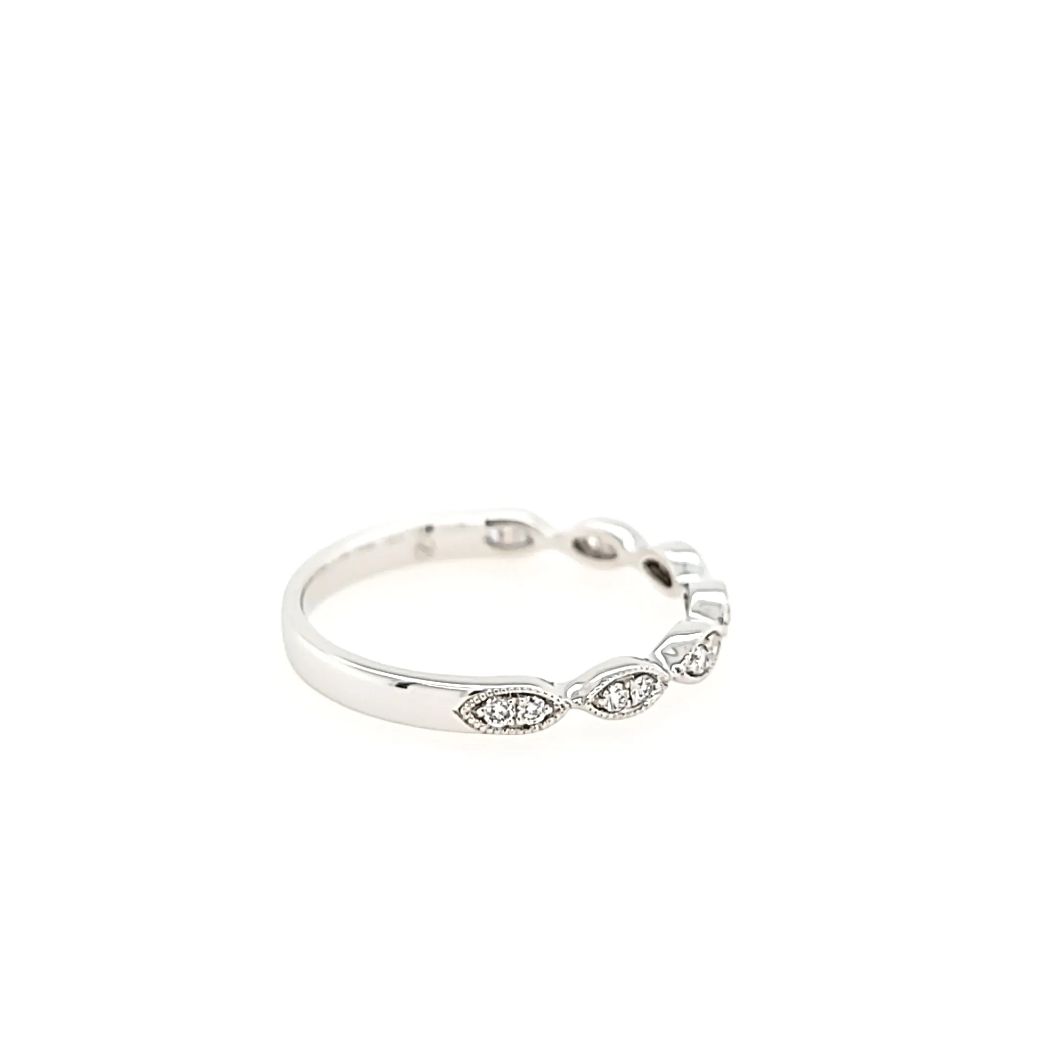 White Gold .11ct Diamond Pod Stacker Ring (I2899)