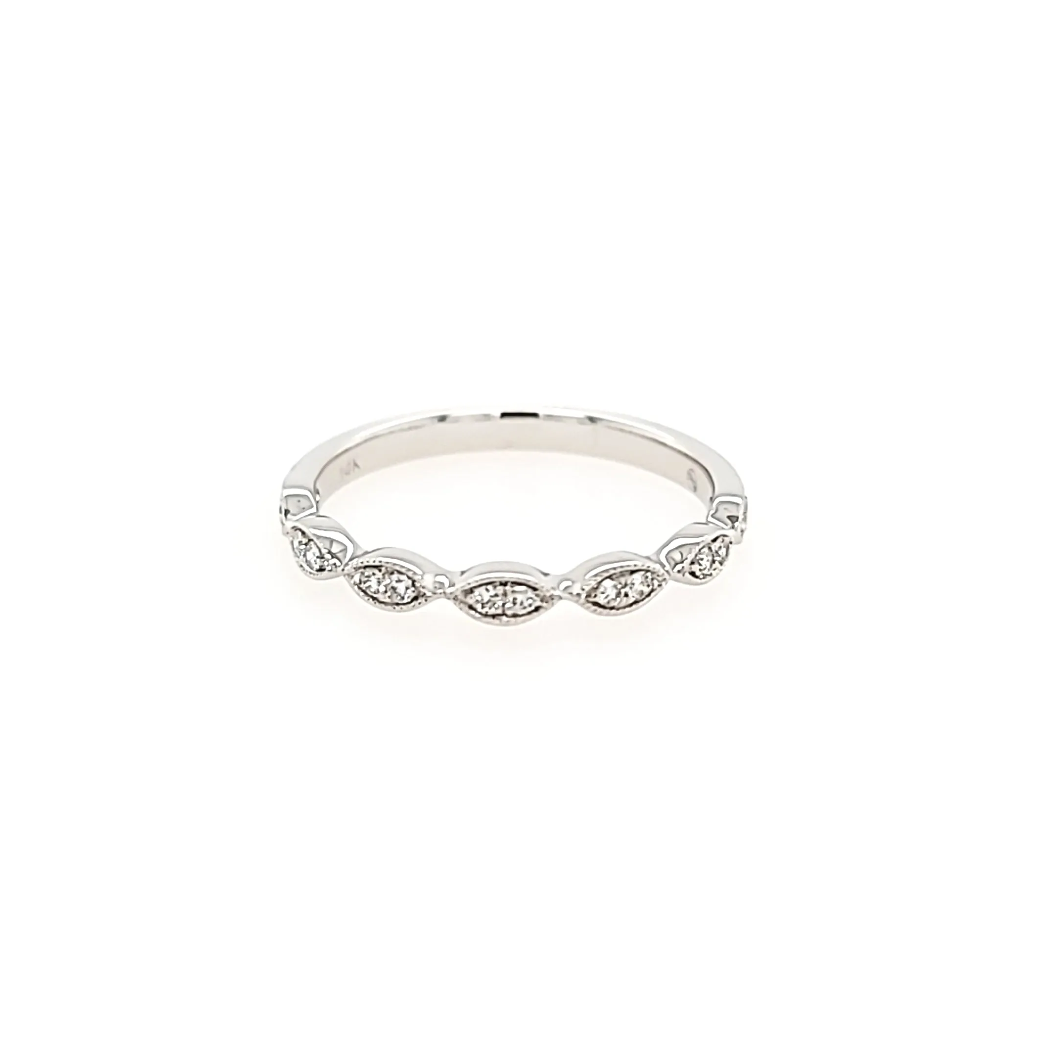 White Gold .11ct Diamond Pod Stacker Ring (I2899)
