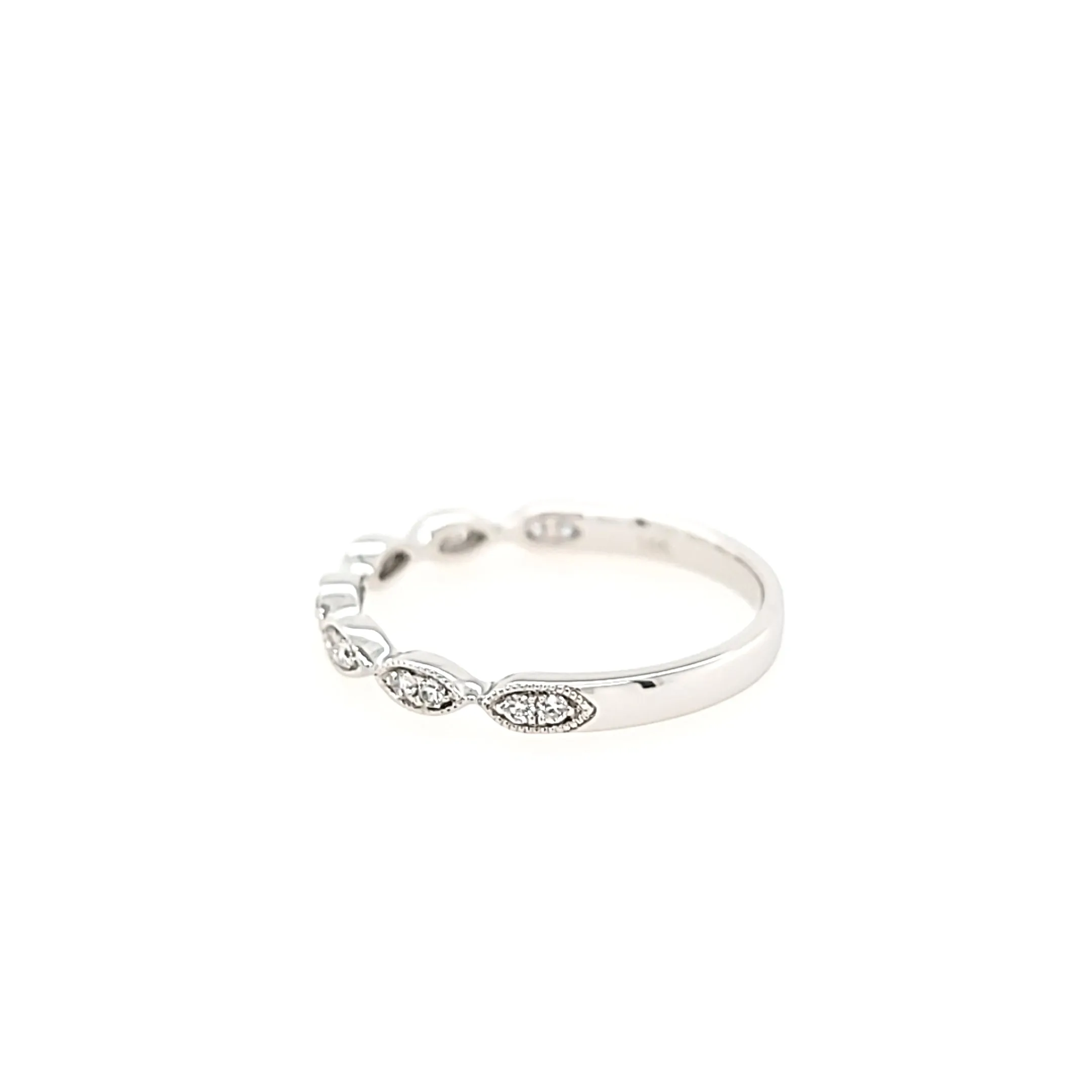 White Gold .11ct Diamond Pod Stacker Ring (I2899)