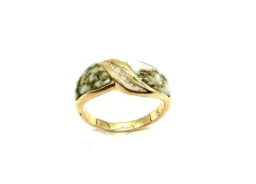 White Turquoise & Diamond Accent Ring