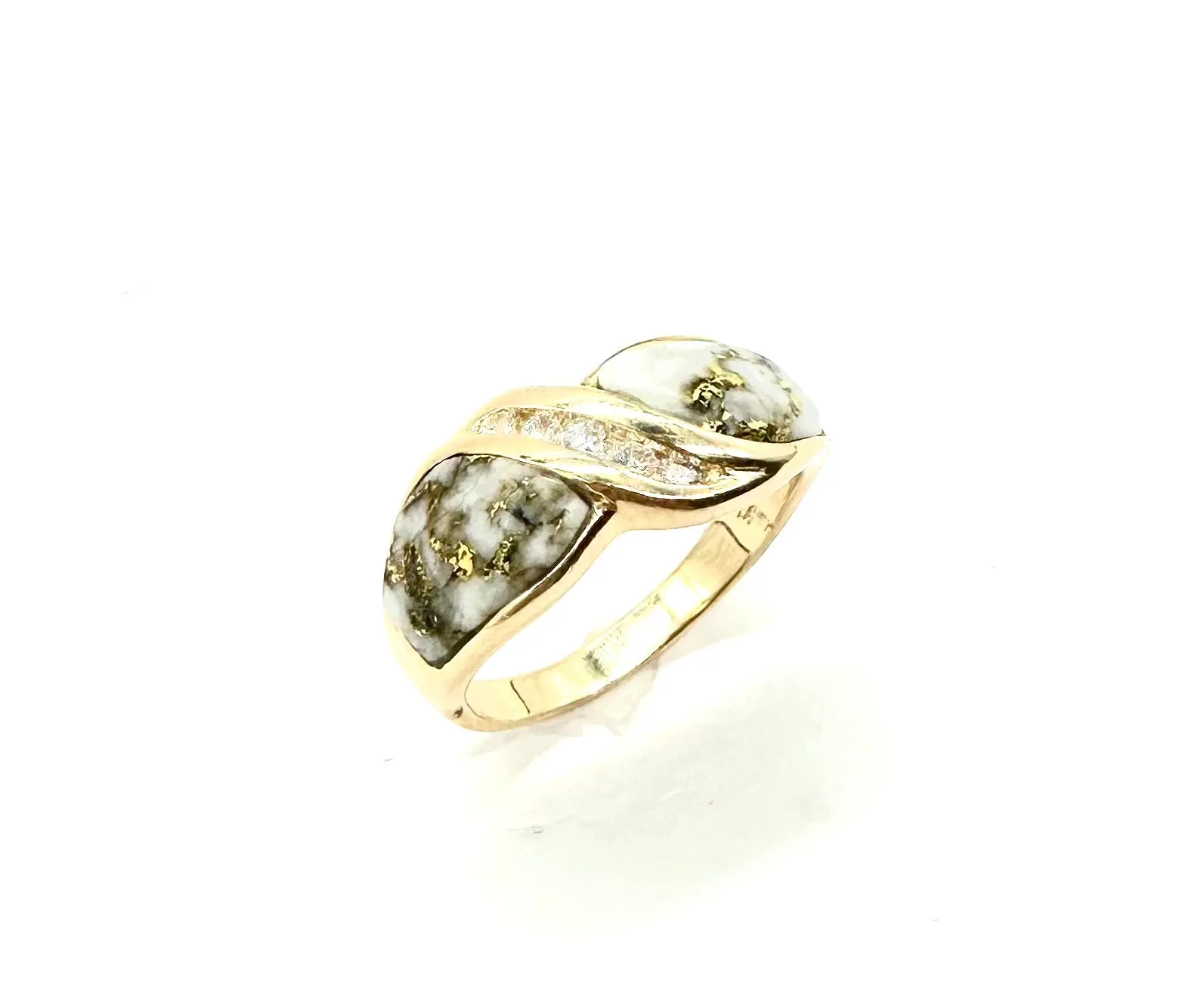White Turquoise & Diamond Accent Ring