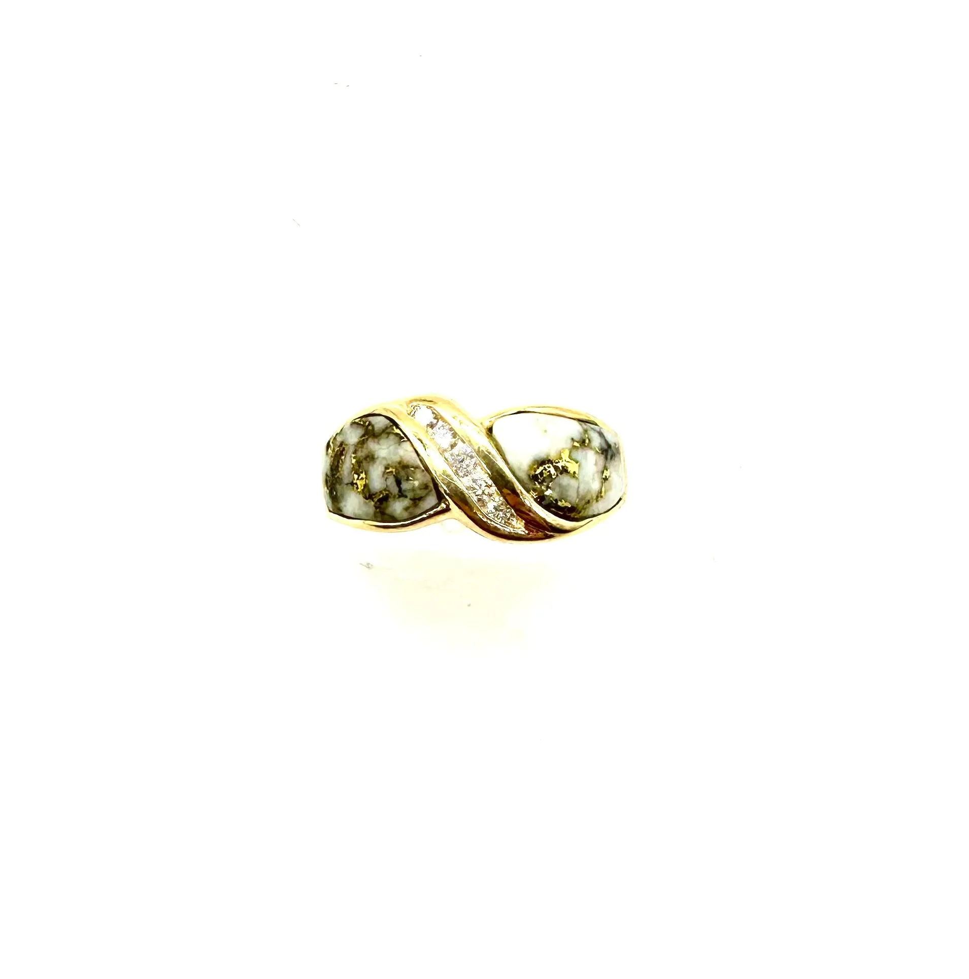 White Turquoise & Diamond Accent Ring