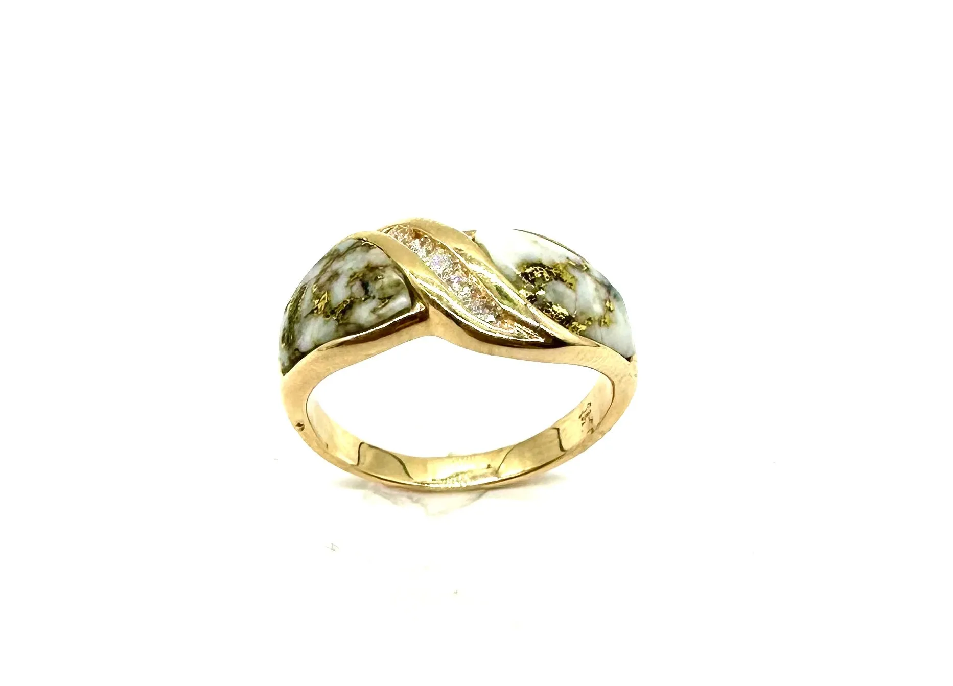 White Turquoise & Diamond Accent Ring