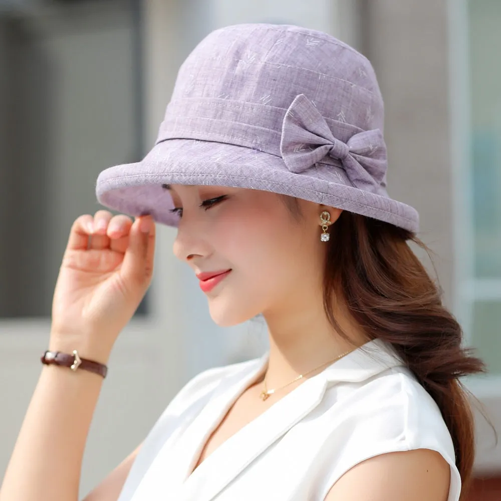 Woman Summer Hats With Visor Hat Fashion Bow Design Sun Hat Travel Mesh Bucket Hat