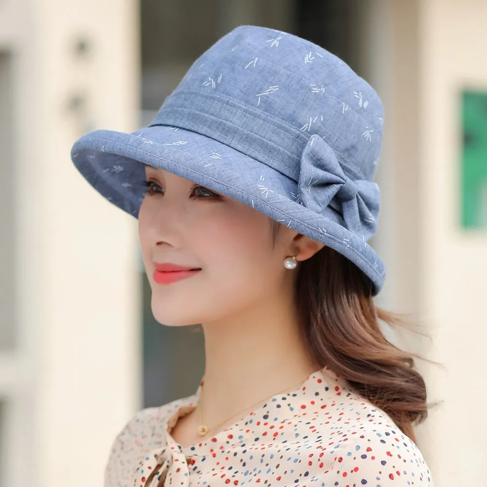 Woman Summer Hats With Visor Hat Fashion Bow Design Sun Hat Travel Mesh Bucket Hat
